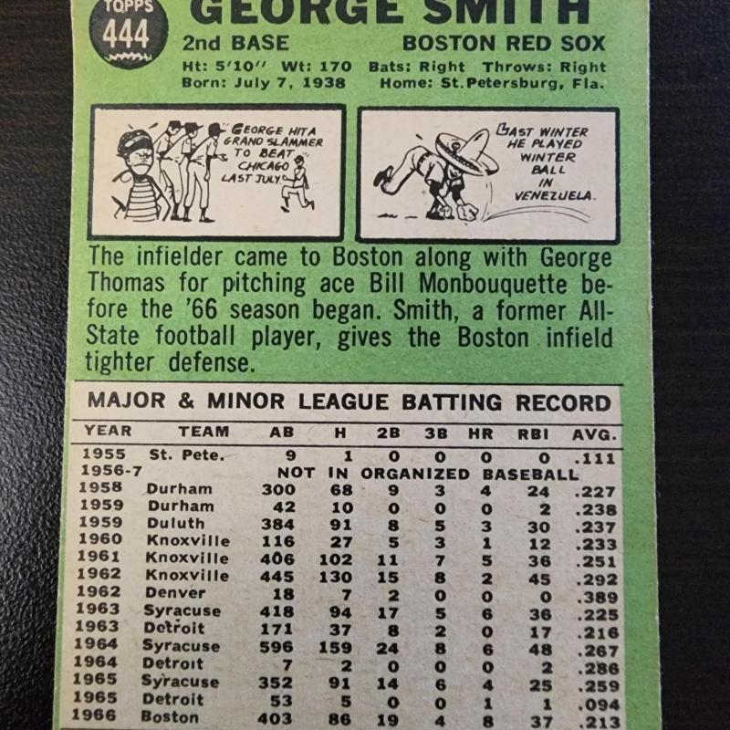 1967 Topps #444 George Smith - Misprint Error Card