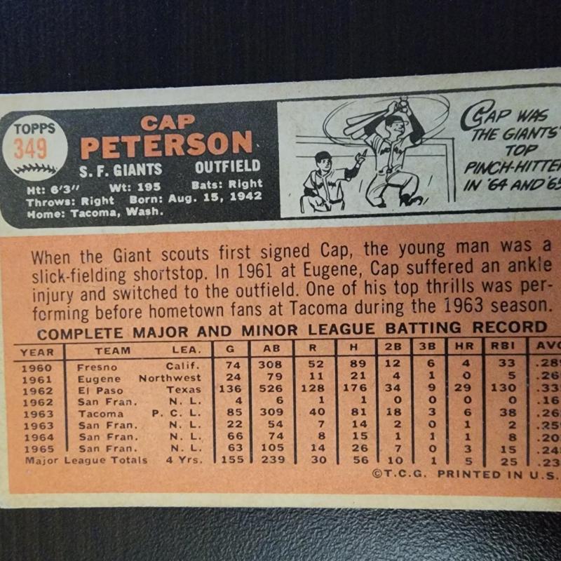 1966 Topps - Cap Peterson #349 San Francisco Giants